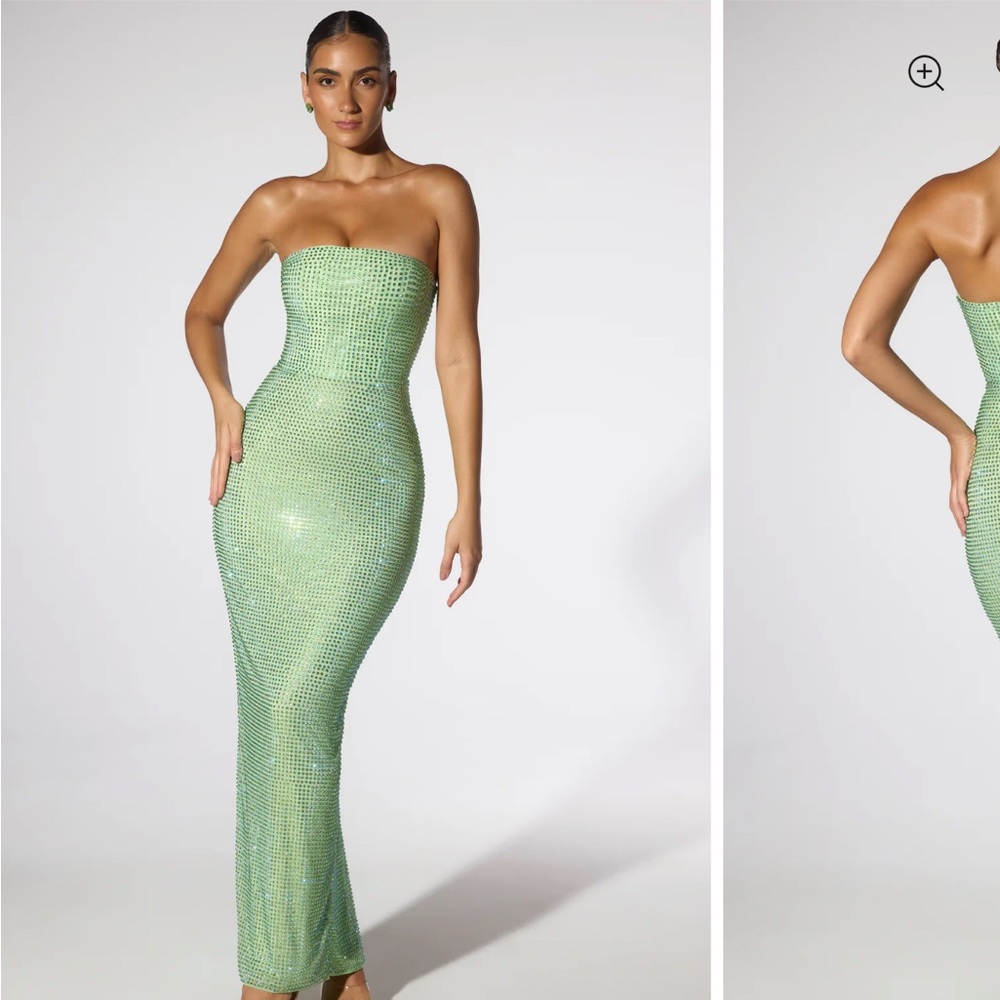 Oh Polly Strapless Mint Green Dress